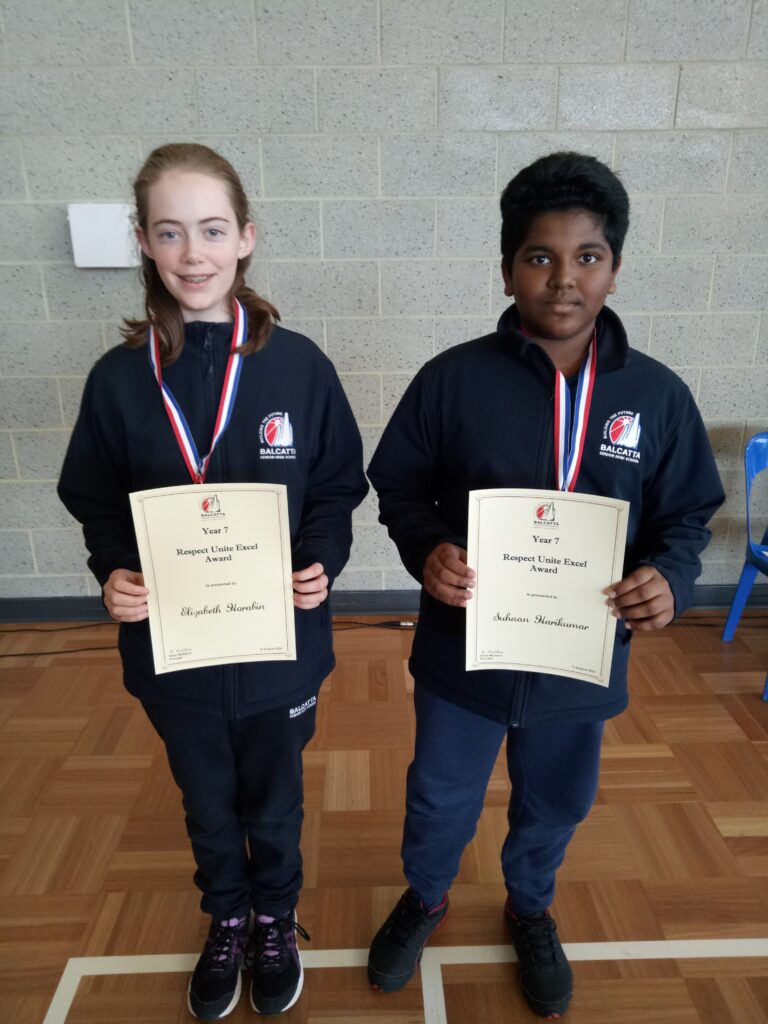 Respect-Unite-Excel Award - Year 7